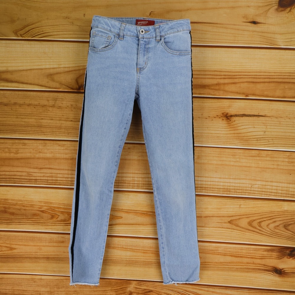 Arizona Skinny Jeans Girls Size 14 Blue Cotton Blend Light Wash Mid Rise